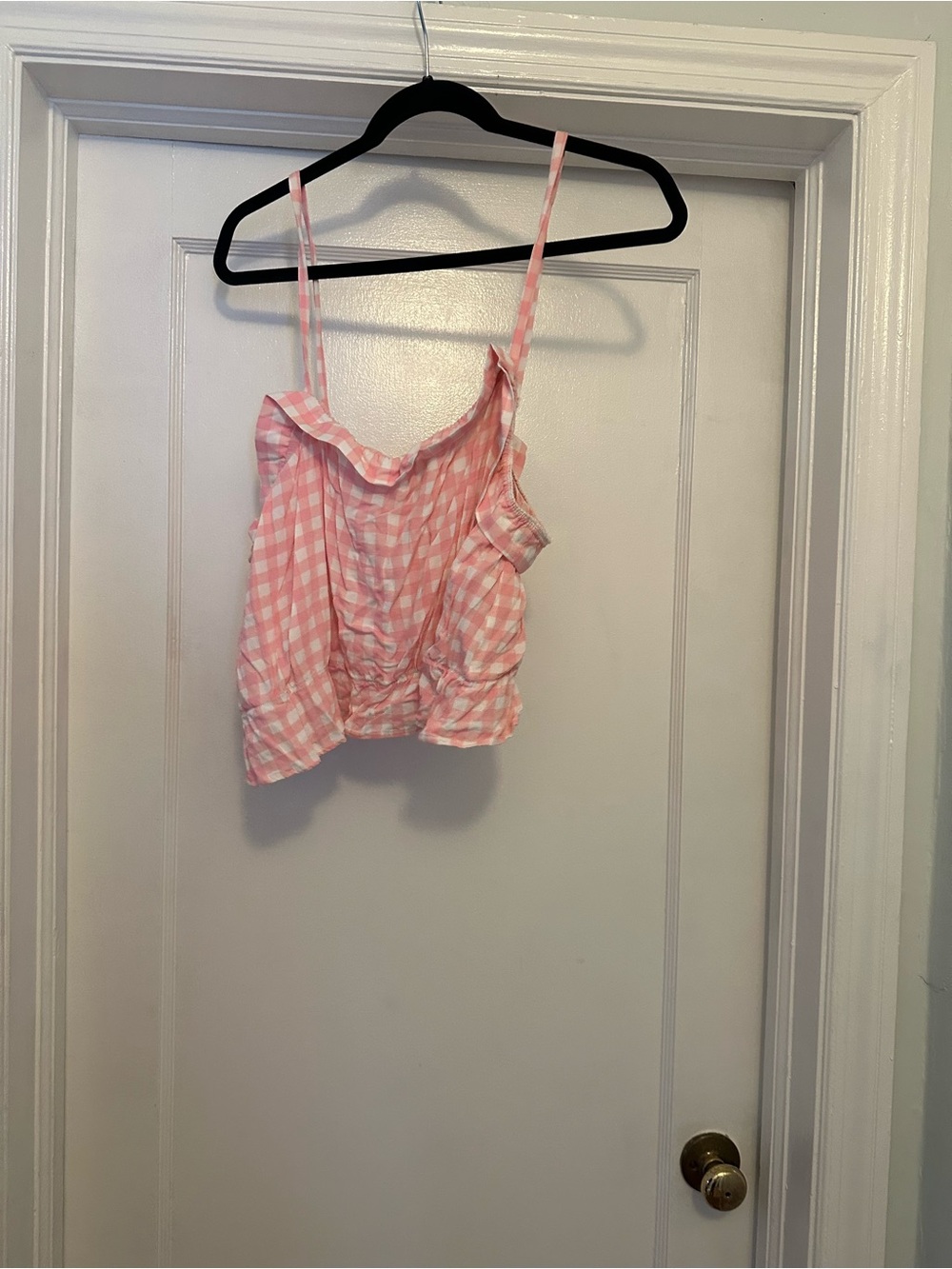Eloquii Pink Gingham Ruffle Crop Top